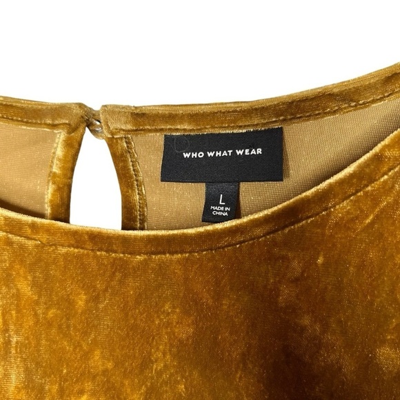 Who What Where Gold Crushed Velvet Women’s Tiered Midi Dress Sz L - Picture 5 of 12